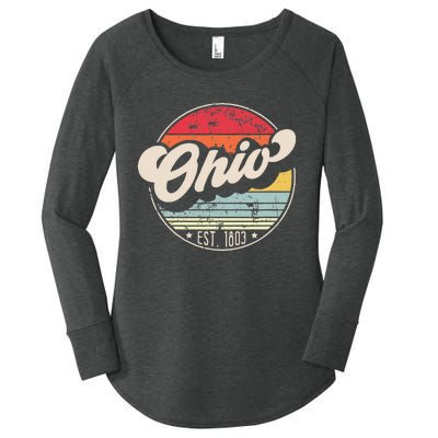 Retro Ohio Home State Oh Cool 70s Style Sunset Women's Perfect Tri Tunic Long Sleeve Shirt