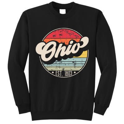 Retro Ohio Home State Oh Cool 70s Style Sunset Tall Sweatshirt