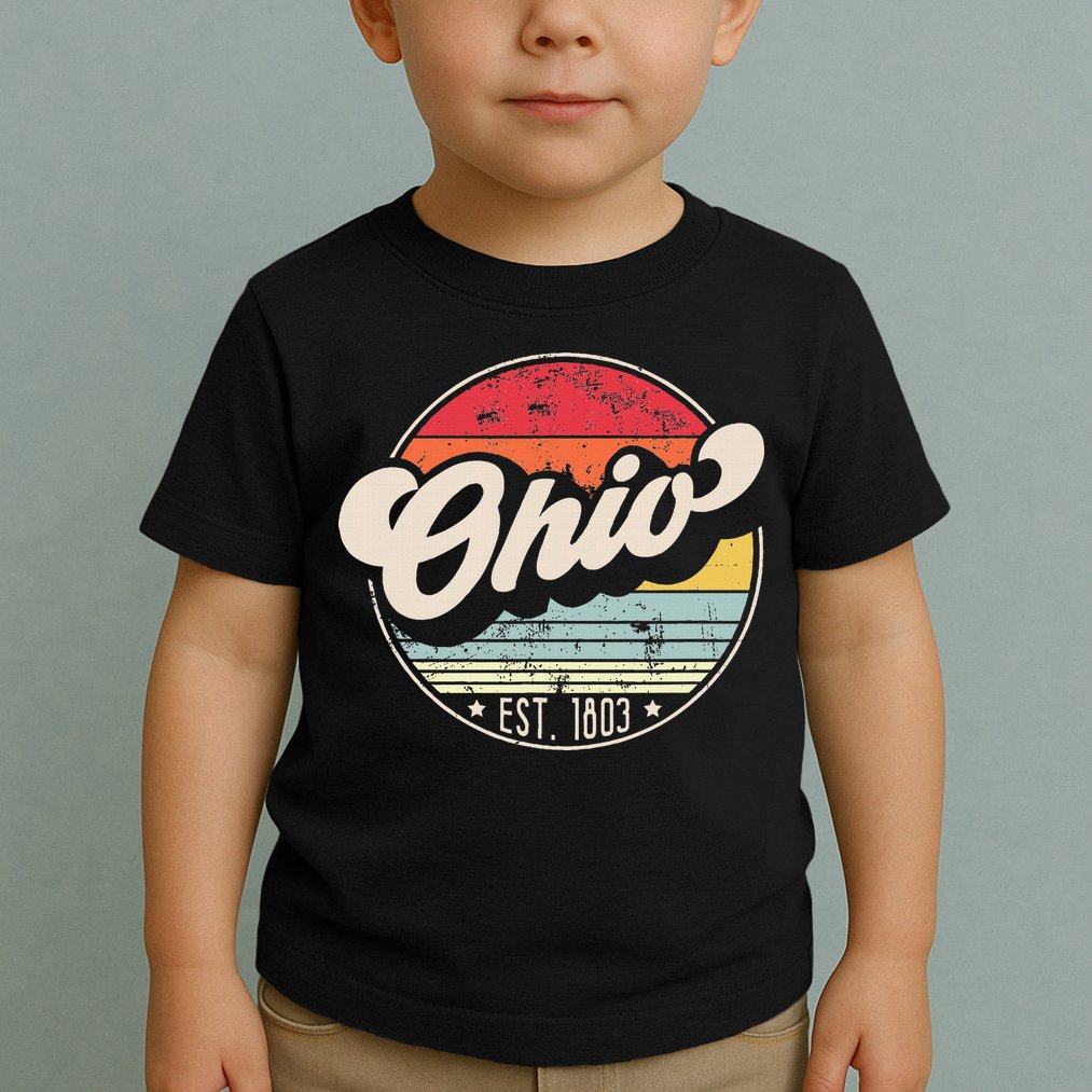 Retro Ohio Home State Oh Cool 70s Style Sunset Toddler T-Shirt