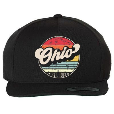 Retro Ohio Home State Oh Cool 70s Style Sunset Wool Snapback Cap