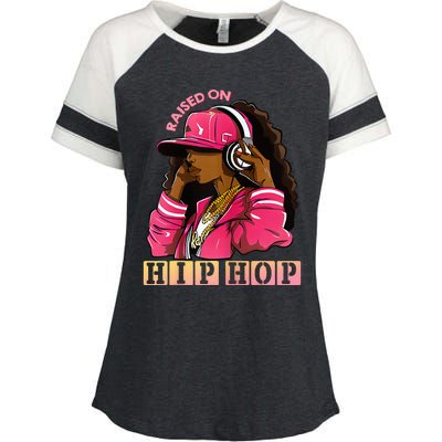 RAISED ON HIP HOP Fashion 50th Rap Anniversary Enza Ladies Jersey Colorblock Tee