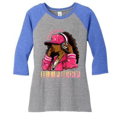 RAISED ON HIP HOP Fashion 50th Rap Anniversary Women's Tri-Blend 3/4-Sleeve Raglan Shirt