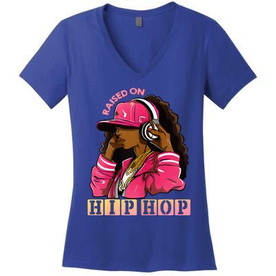 RAISED ON HIP HOP Fashion 50th Rap Anniversary Women's V-Neck T-Shirt