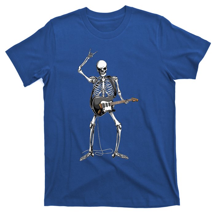 Rock On Halloween Skeleton Guitarist Rock And Roll Band T-Shirt