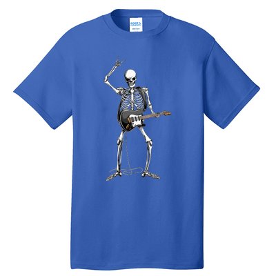 Rock On Halloween Skeleton Guitarist Rock And Roll Band Tall T-Shirt