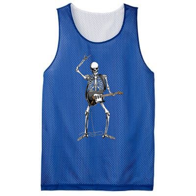 Rock On Halloween Skeleton Guitarist Rock And Roll Band Mesh Reversible Basketball Jersey Tank