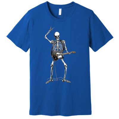 Rock On Halloween Skeleton Guitarist Rock And Roll Band Premium T-Shirt