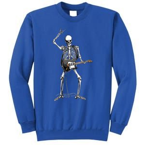 Rock On Halloween Skeleton Guitarist Rock And Roll Band Tall Sweatshirt