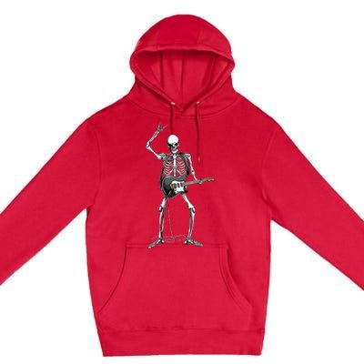 Rock On Halloween Skeleton Guitarist Rock And Roll Band Premium Pullover Hoodie