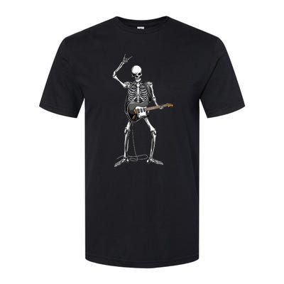 Rock On Halloween Skeleton Guitarist Rock And Roll Band Softstyle CVC T-Shirt