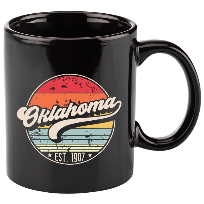 Retro Oklahoma Home State Ok Cool 70s Style Sunset 11oz C Handle Ceramic Mug