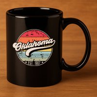 Retro Oklahoma Home State Ok Cool 70s Style Sunset 11oz C Handle Ceramic Mug