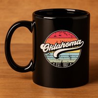 Retro Oklahoma Home State Ok Cool 70s Style Sunset 11oz C Handle Ceramic Mug