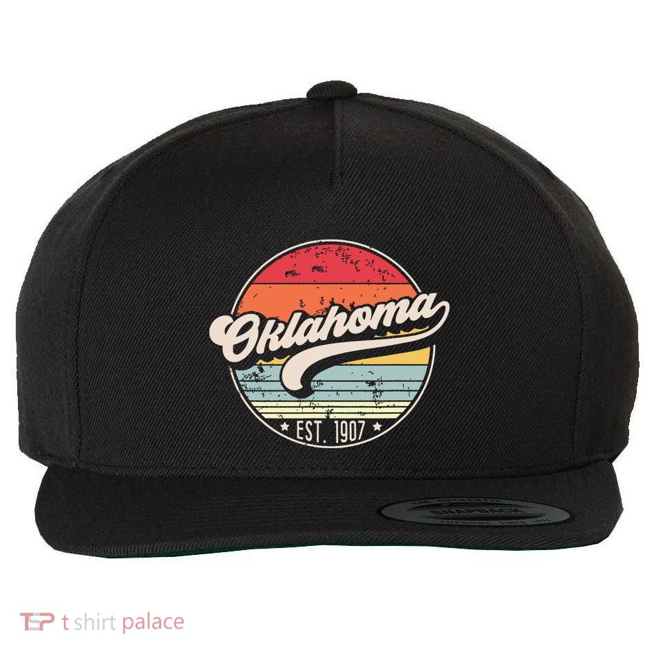 Retro Oklahoma Home State Ok Cool 70s Style Sunset Wool Snapback Cap