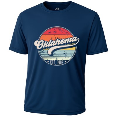 Retro Oklahoma Home State Ok Cool 70s Style Sunset Performance Shirt