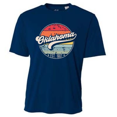 Retro Oklahoma Home State Ok Cool 70s Style Sunset Cooling Performance Crew T-Shirt