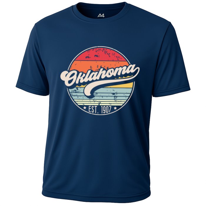 Retro Oklahoma Home State Ok Cool 70s Style Sunset Cooling Performance Crew T-Shirt