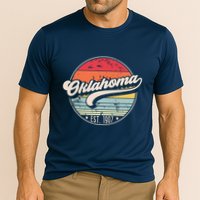 Retro Oklahoma Home State Ok Cool 70s Style Sunset Cooling Performance Crew T-Shirt