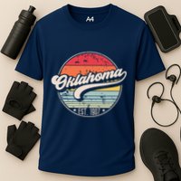 Retro Oklahoma Home State Ok Cool 70s Style Sunset Cooling Performance Crew T-Shirt