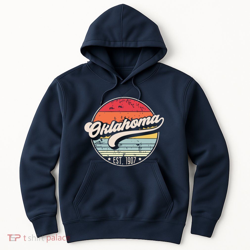Retro Oklahoma Home State Ok Cool 70s Style Sunset Hoodie