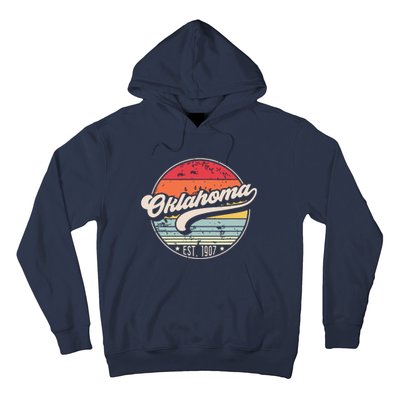 Retro Oklahoma Home State Ok Cool 70s Style Sunset Hoodie