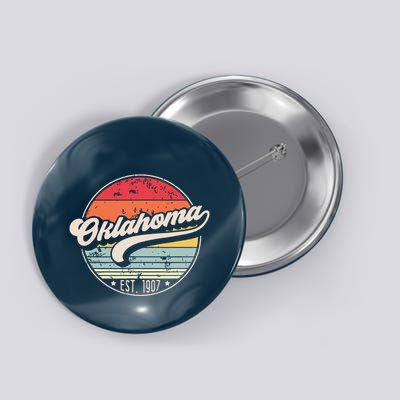 Retro Oklahoma Home State Ok Cool 70s Style Sunset Button