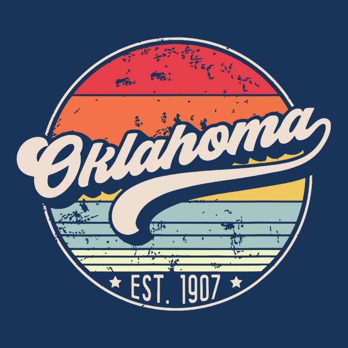 Retro Oklahoma Home State Ok Cool 70s Style Sunset Button