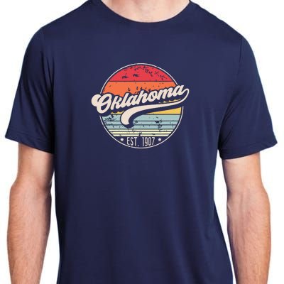 Retro Oklahoma Home State Ok Cool 70s Style Sunset Adult ChromaSoft Performance T-Shirt