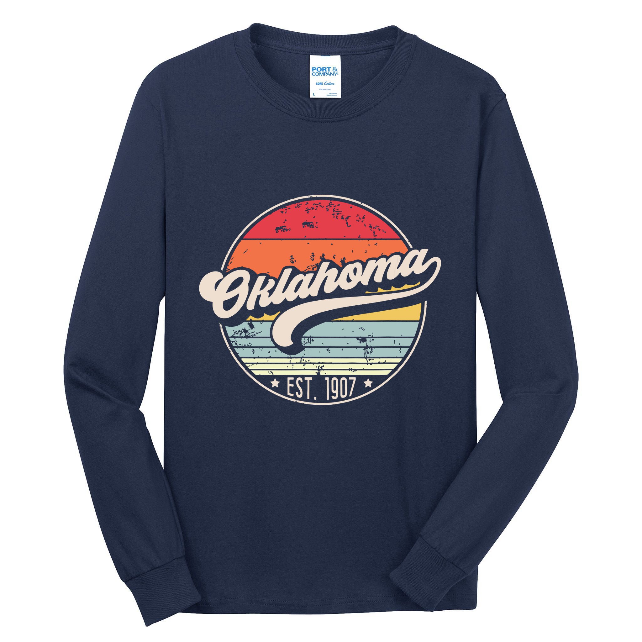 Retro Oklahoma Home State Ok Cool 70s Style Sunset Tall Long Sleeve T-Shirt
