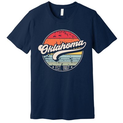 Retro Oklahoma Home State Ok Cool 70s Style Sunset Premium T-Shirt