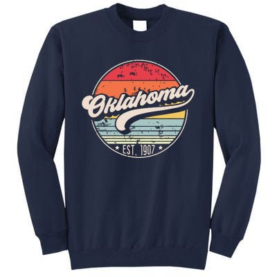 Retro Oklahoma Home State Ok Cool 70s Style Sunset Tall Sweatshirt