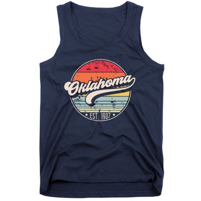 Retro Oklahoma Home State Ok Cool 70s Style Sunset Tank Top