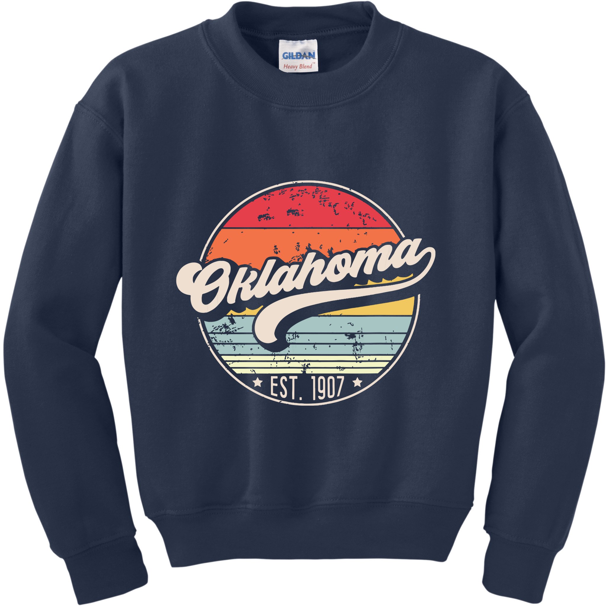 Retro Oklahoma Home State Ok Cool 70s Style Sunset Kids Sweatshirt