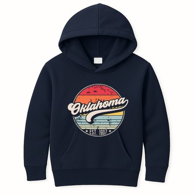 Retro Oklahoma Home State Ok Cool 70s Style Sunset Kids Hoodie