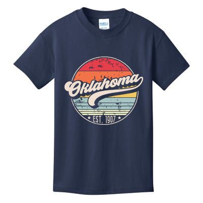 Retro Oklahoma Home State Ok Cool 70s Style Sunset Kids T-Shirt