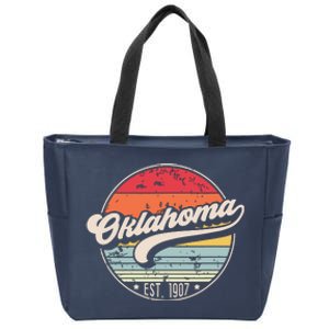 Retro Oklahoma Home State Ok Cool 70s Style Sunset Zip Tote Bag