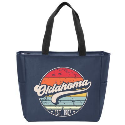 Retro Oklahoma Home State Ok Cool 70s Style Sunset Zip Tote Bag