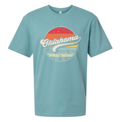 Retro Oklahoma Home State Ok Cool 70s Style Sunset Sueded Cloud Jersey T-Shirt