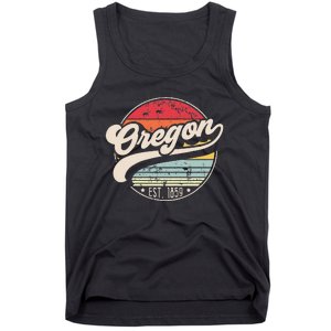 Retro Oregon Home State Or Cool 70s Style Sunset Tank Top