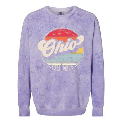 Retro Ohio Home State OH Cool 70s Style Sunset Colorblast Crewneck Sweatshirt