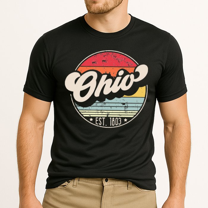Retro Ohio Home State OH Cool 70s Style Sunset Cooling Performance Crew T-Shirt