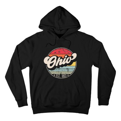 Retro Ohio Home State OH Cool 70s Style Sunset Hoodie