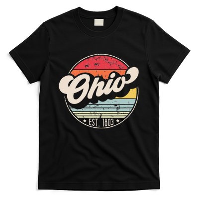 Retro Ohio Home State OH Cool 70s Style Sunset T-Shirt