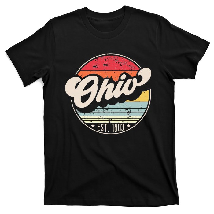 Retro Ohio Home State OH Cool 70s Style Sunset T-Shirt