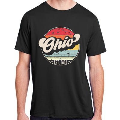 Retro Ohio Home State OH Cool 70s Style Sunset Adult ChromaSoft Performance T-Shirt