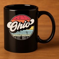 Retro Ohio Home State OH Cool 70s Style Sunset 11oz C Handle Ceramic Mug
