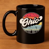 Retro Ohio Home State OH Cool 70s Style Sunset 11oz C Handle Ceramic Mug