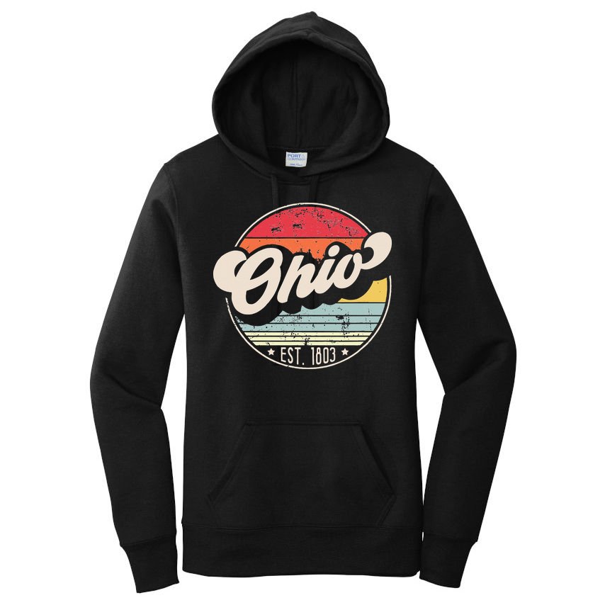 Retro Ohio Home State OH Cool 70s Style Sunset Women's Pullover Hoodie