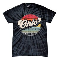 Retro Ohio Home State OH Cool 70s Style Sunset Tie-Dye T-Shirt