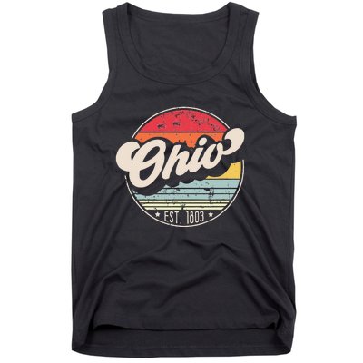 Retro Ohio Home State OH Cool 70s Style Sunset Tank Top